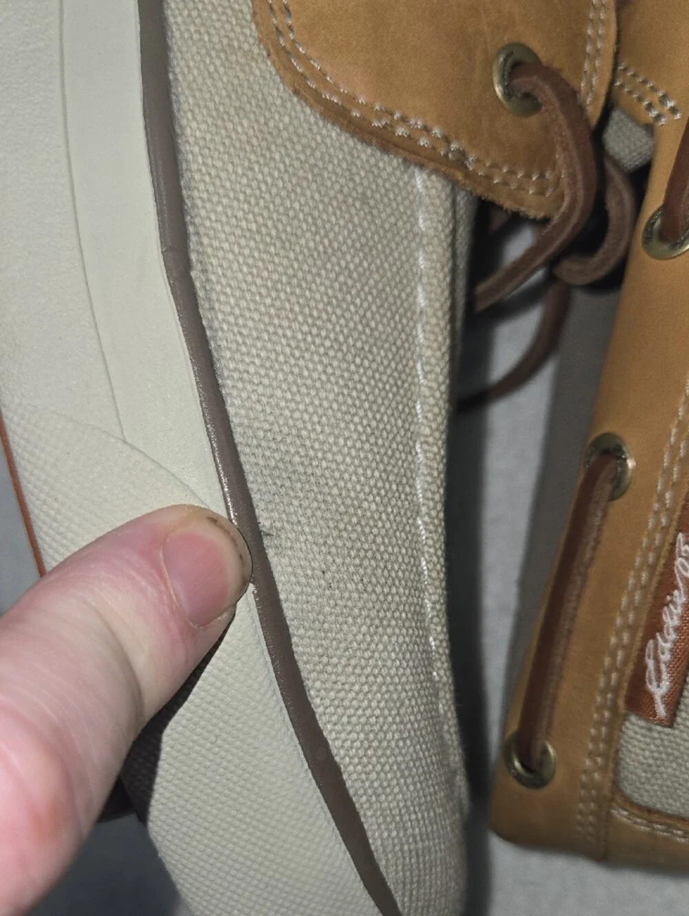 Eddie Bauer Men's Canvas & Leather Boat Shoes - Tan/Beige